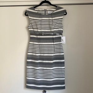 Calvin Klein Gray & White Stripped Dress